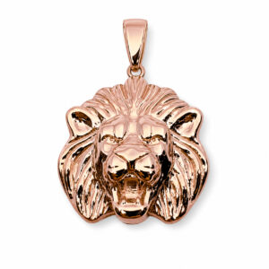 Real 14K Rose Gold Lion Pendant, 3 Sizes, Solid Gold Leo Pendant