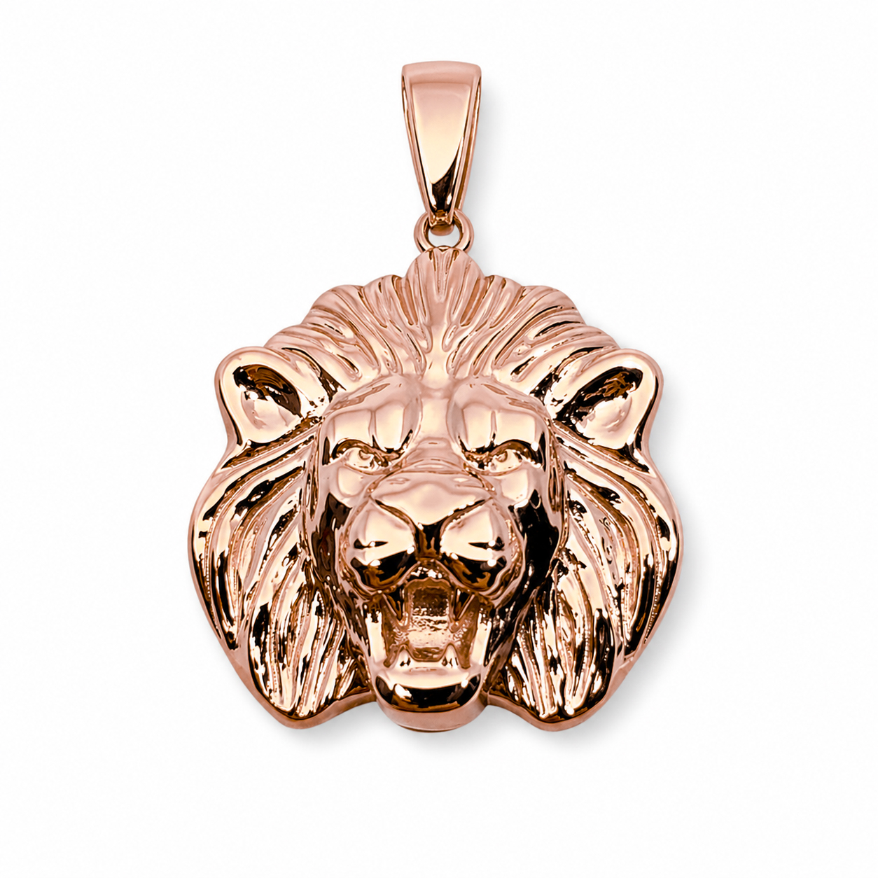 Real 18K Rose Gold Lion Pendant, 3 Sizes, Solid Gold Leo Pendant