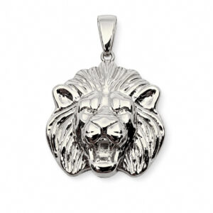 Real 18K White Gold Lion Pendant, 3 Sizes, Solid Gold Leo Pendant