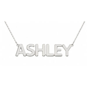Real 18K White Gold Name Necklace for Women Personalized Custom Word Pendant 18 Inch Chain