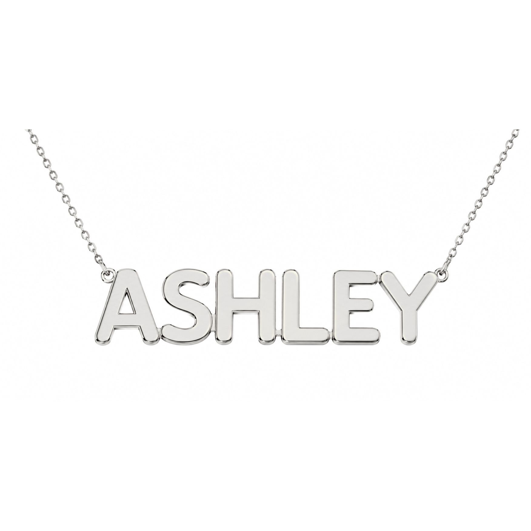Real 18K White Gold Name Necklace for Women Personalized Custom Word Pendant 18 Inch Chain