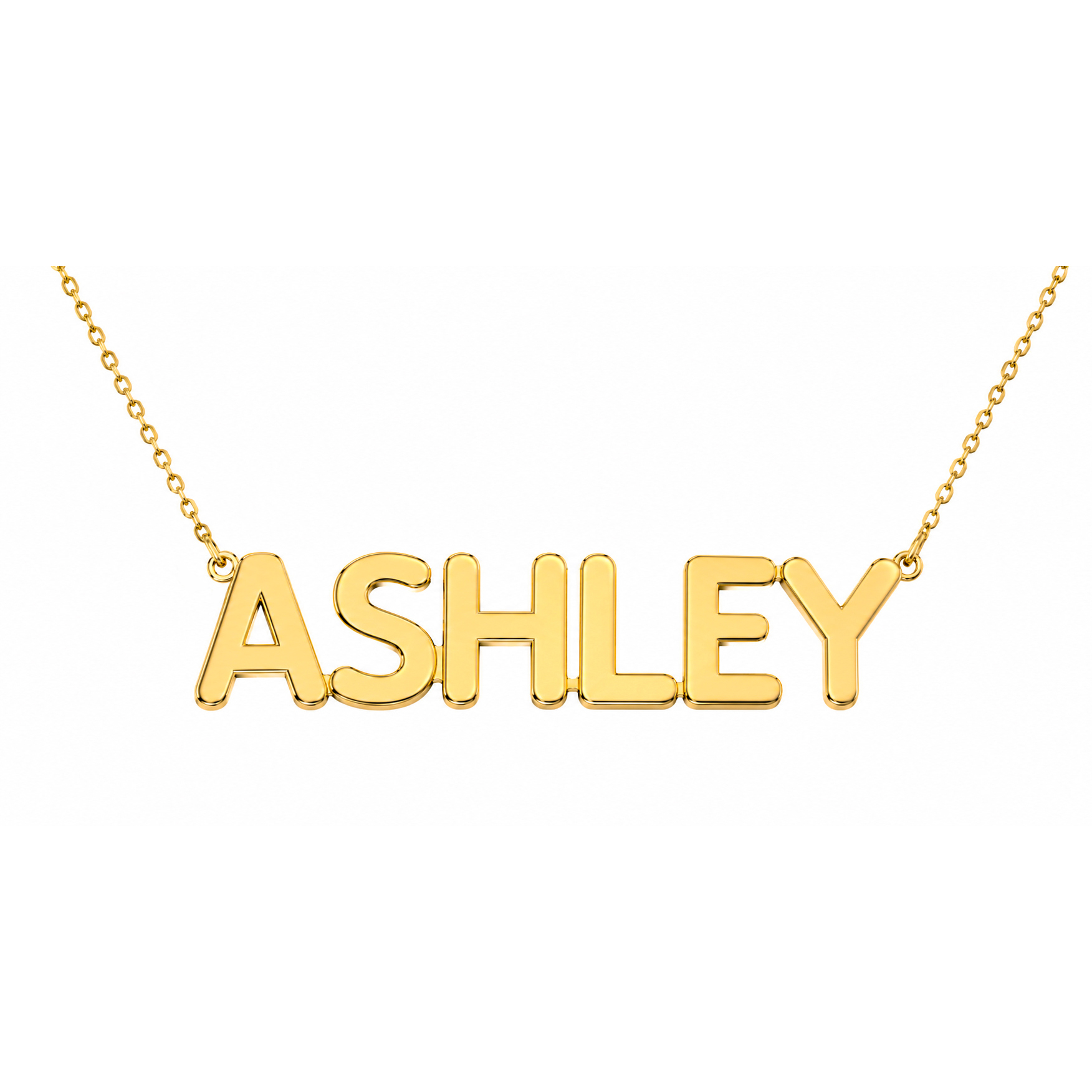 Real 18K Yellow Gold Name Necklace for Women Personalized Custom Word Pendant 18 Inch Chain