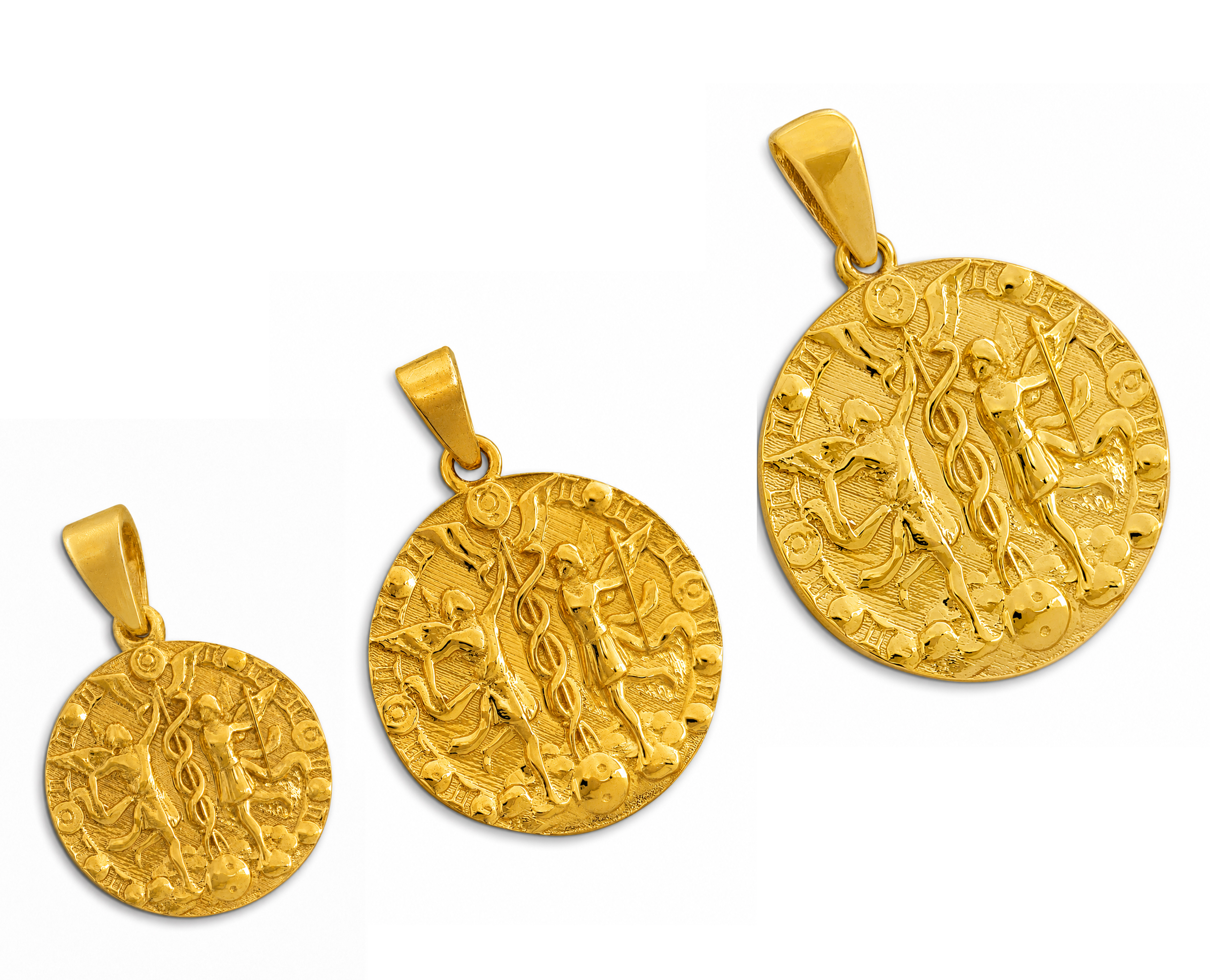 Real 24K Yellow Gold Gemini Pendant, Zodiac Sign Coin Medallion
