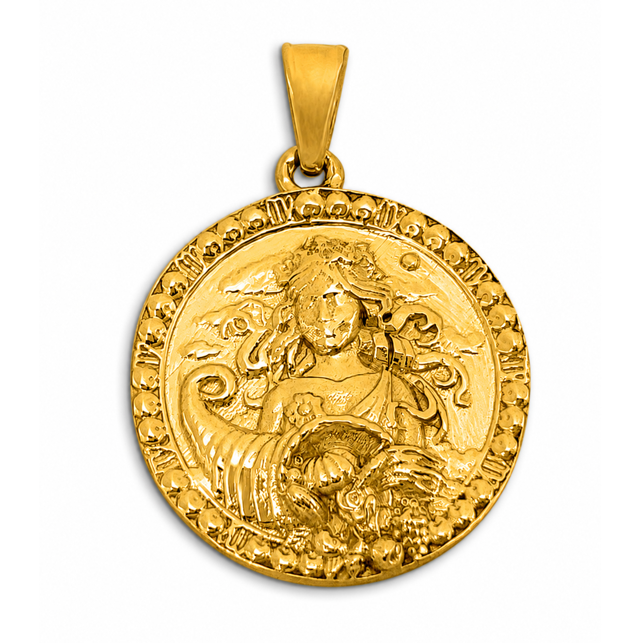 Real 24K Yellow Gold Virgo Pendant, Zodiac Sign Coin Medallion Astrology Jewelry