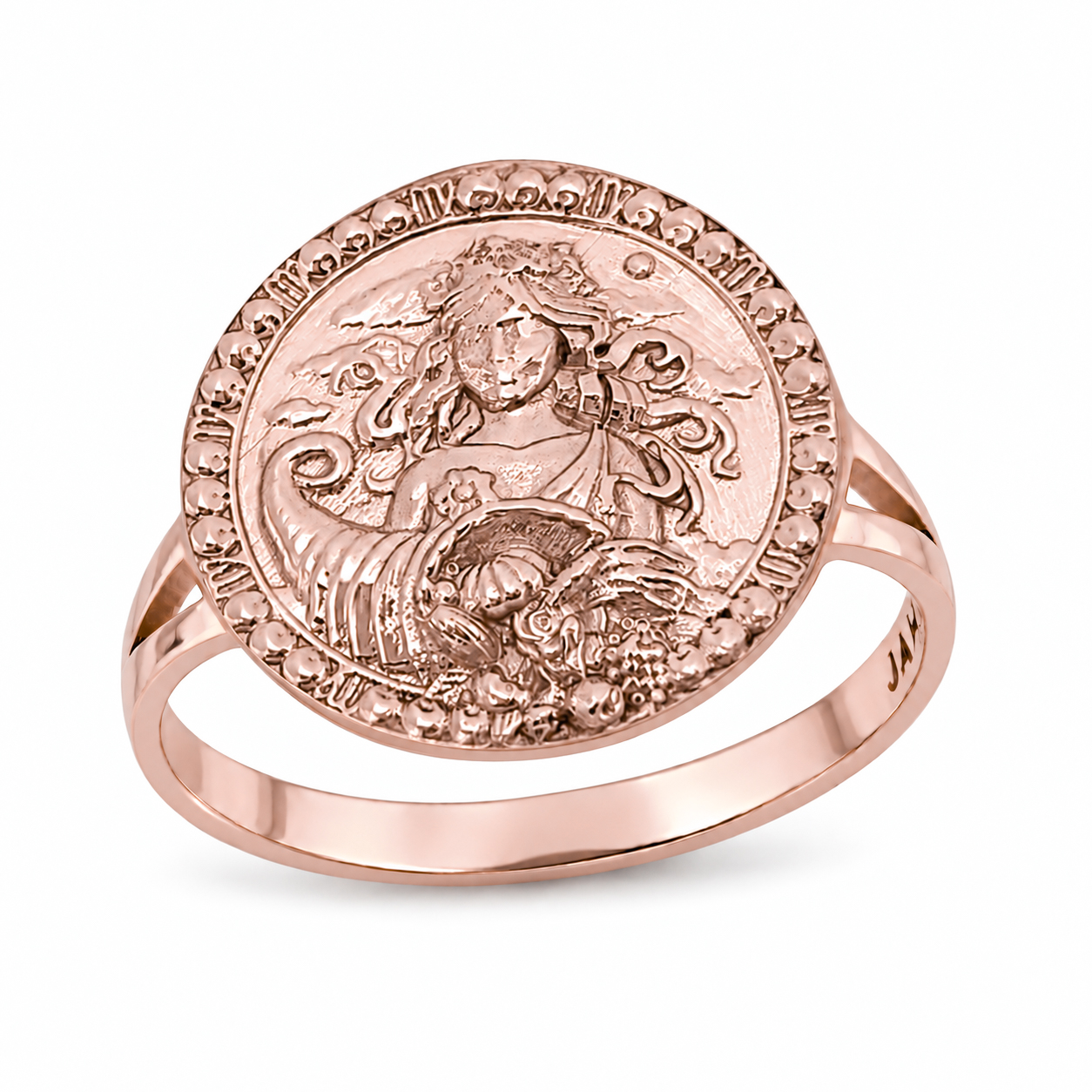 Solid 10K Rose Gold Virgo Ring for Women, Zodiac Sign Astrology Statement Ring