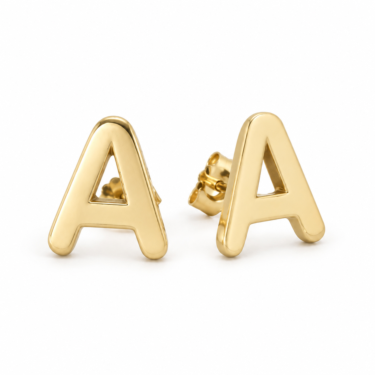 Solid 10K Yellow Gold Initial Earrings for Women Personalized Letter Earrings, Minimalist Jewelry Gift