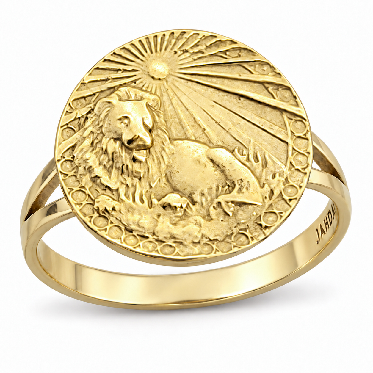 Solid 14K Yellow Gold Leo Lion Ring for Women, Zodiac Sign Astrology Ring