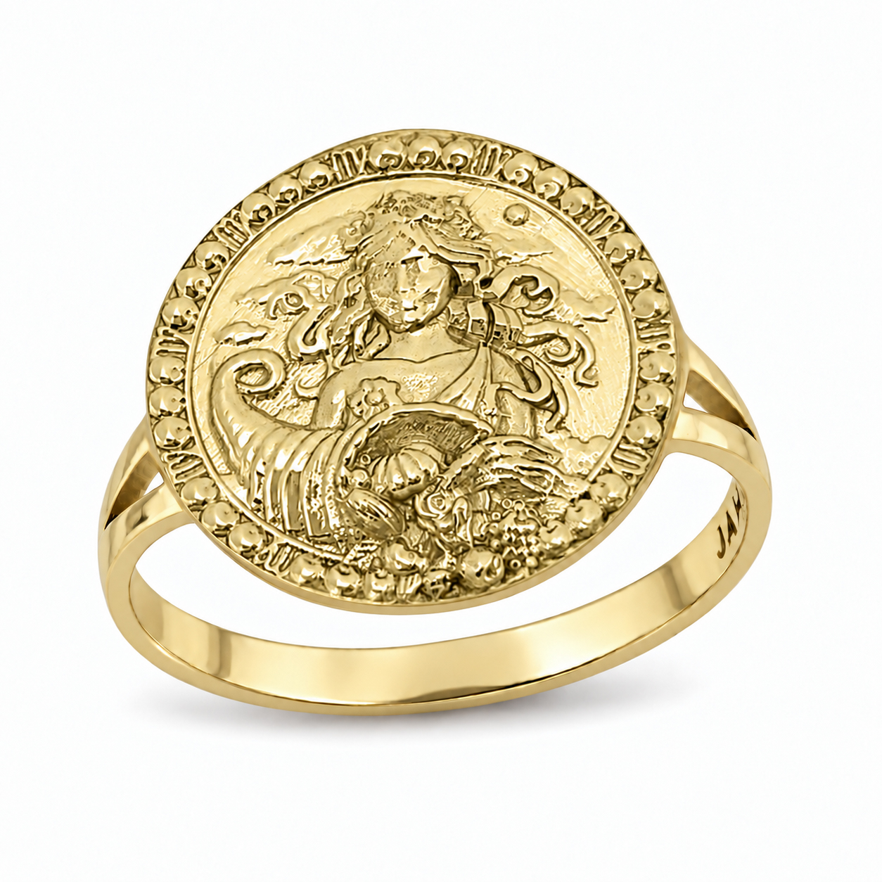 Solid 14K Yellow Gold Virgo Ring for Women, Zodiac Sign Astrology Statement Ring
