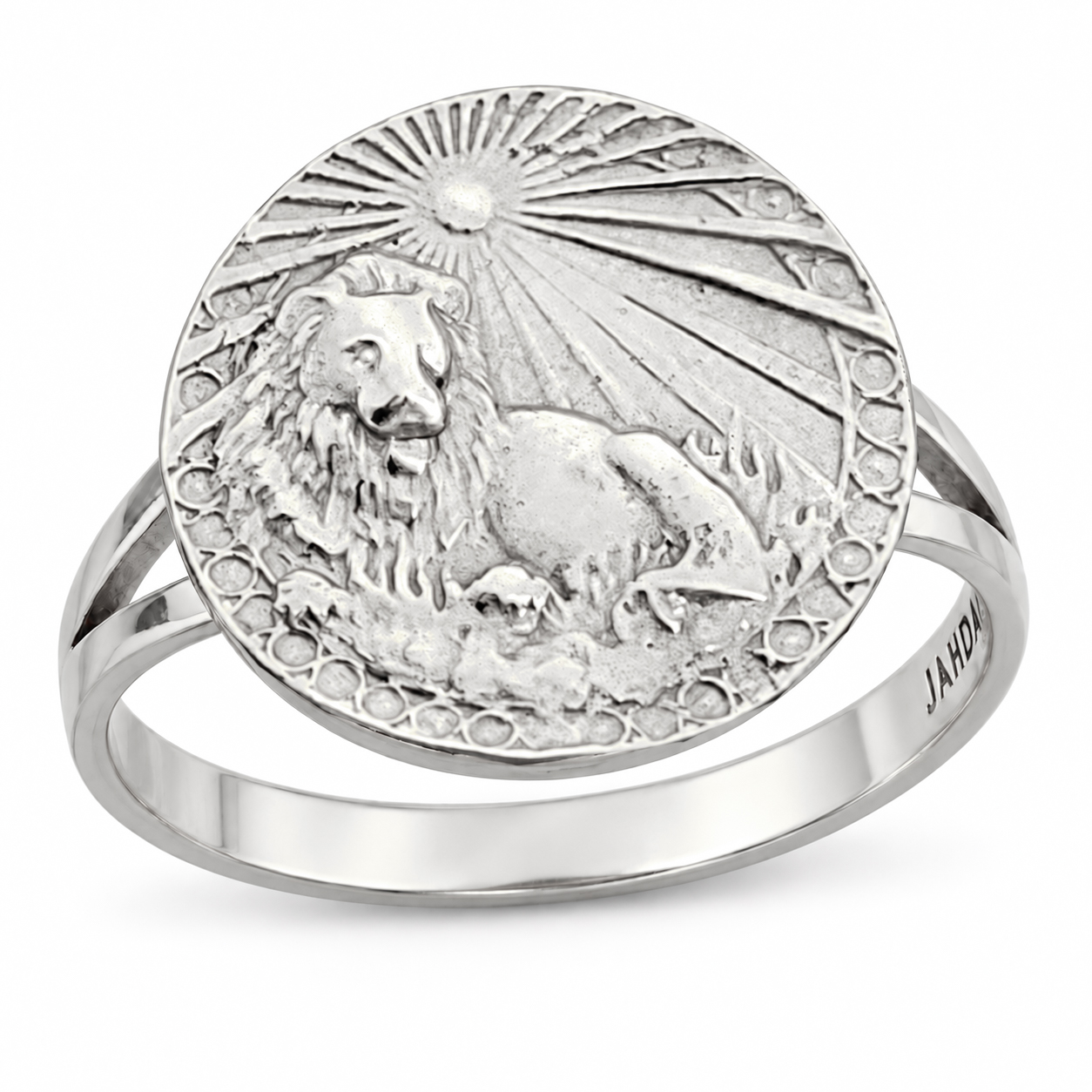 Solid 18K White Gold Leo Lion Ring for Women, Zodiac Sign Astrology Ring