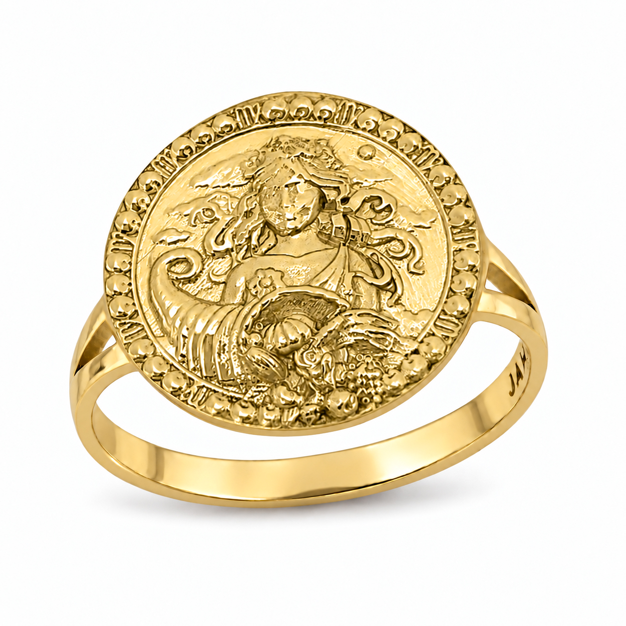 Solid 18K Yellow Gold Virgo Ring for Women, Zodiac Sign Astrology Statement Ring