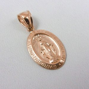 18k rose gold miraculous medal virgin mary pendant