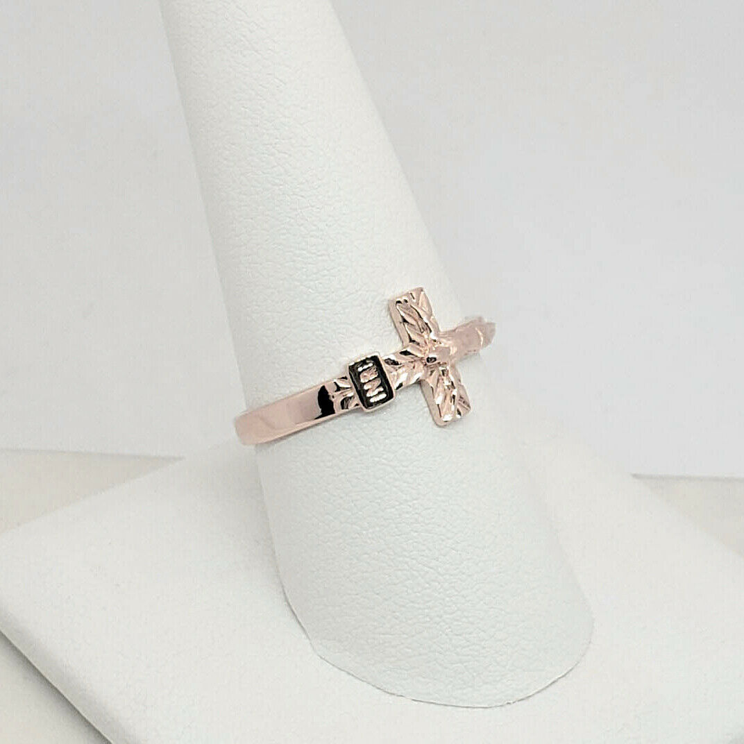 10KT GOLD SMALL BABY CRUCIFIX RING FREE SHIPPING! Size 3 1/2 