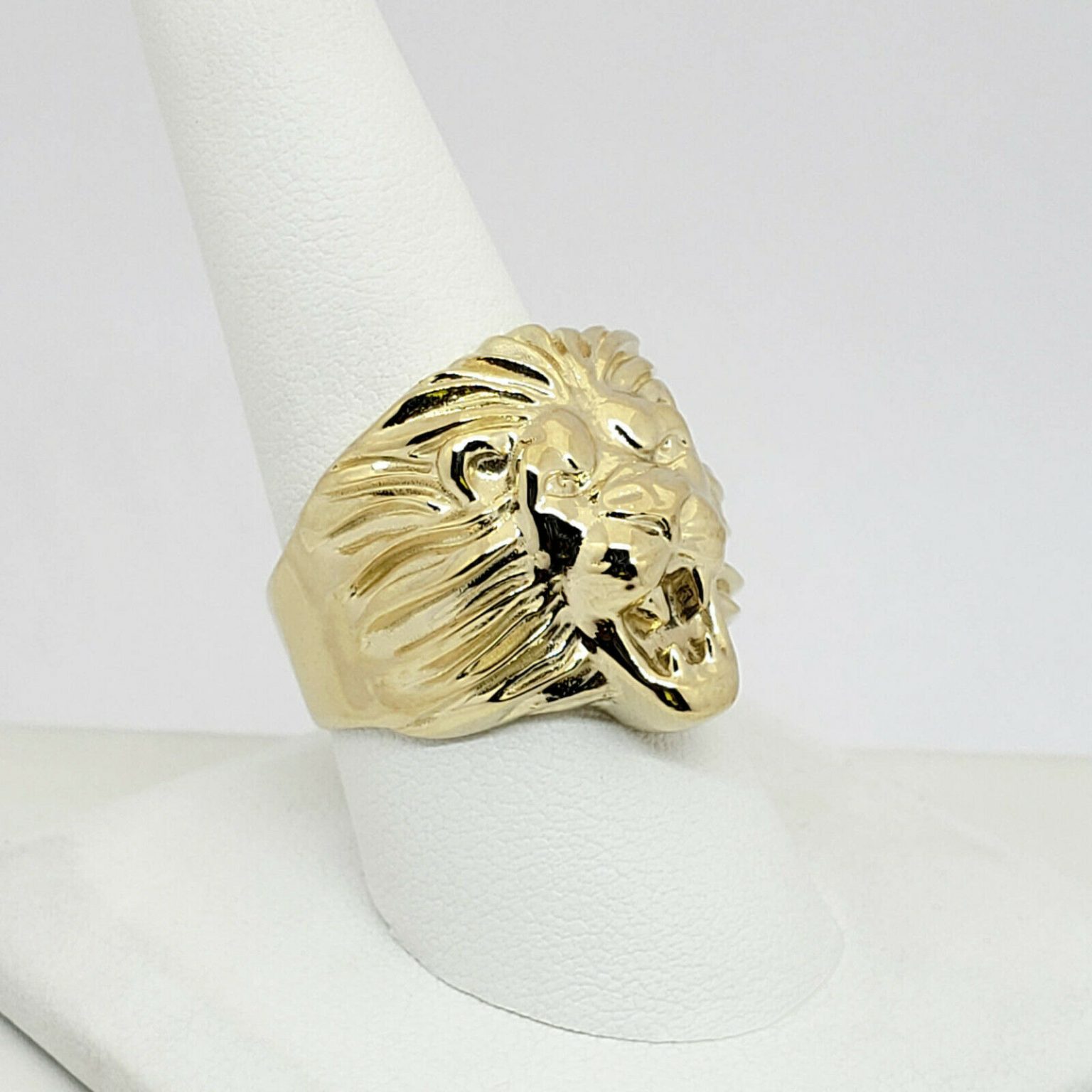 Solid 18K Yellow Gold Mens Lion Ring XXL Heavy Size 5 15 Jahda