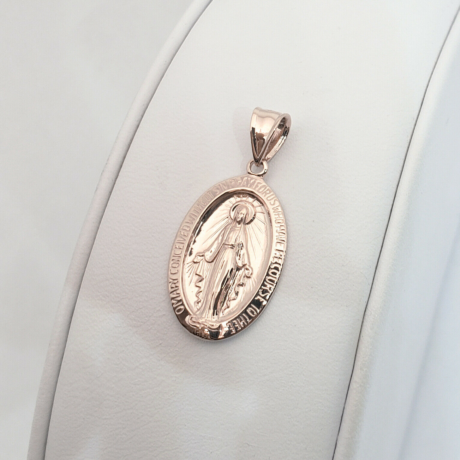 Solid 10K Rose Gold Miraculous Medal 