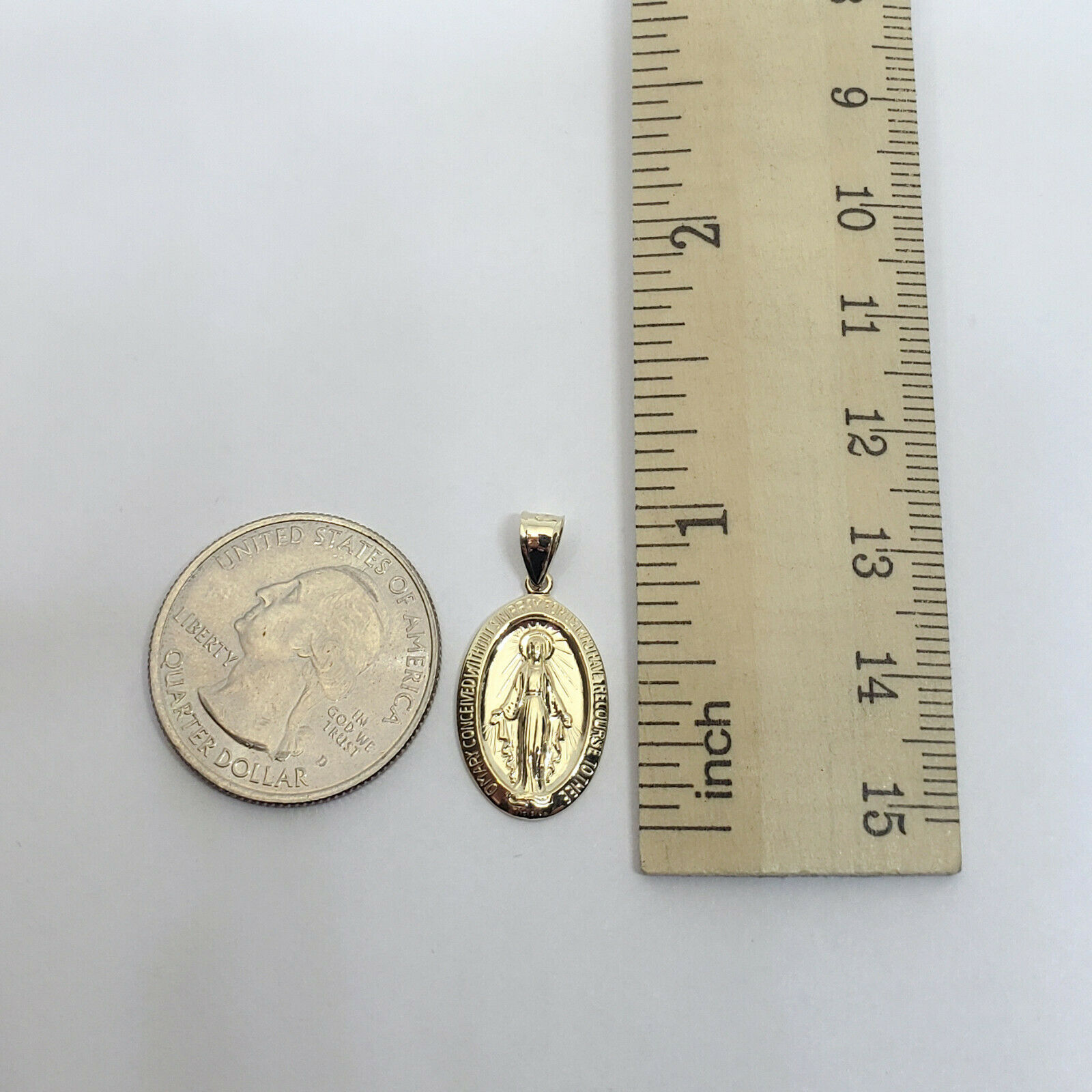25mm Silver Yellow Plated Mother Mary Pendant 