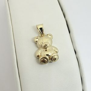 10k yellow gold teddy bear pendant