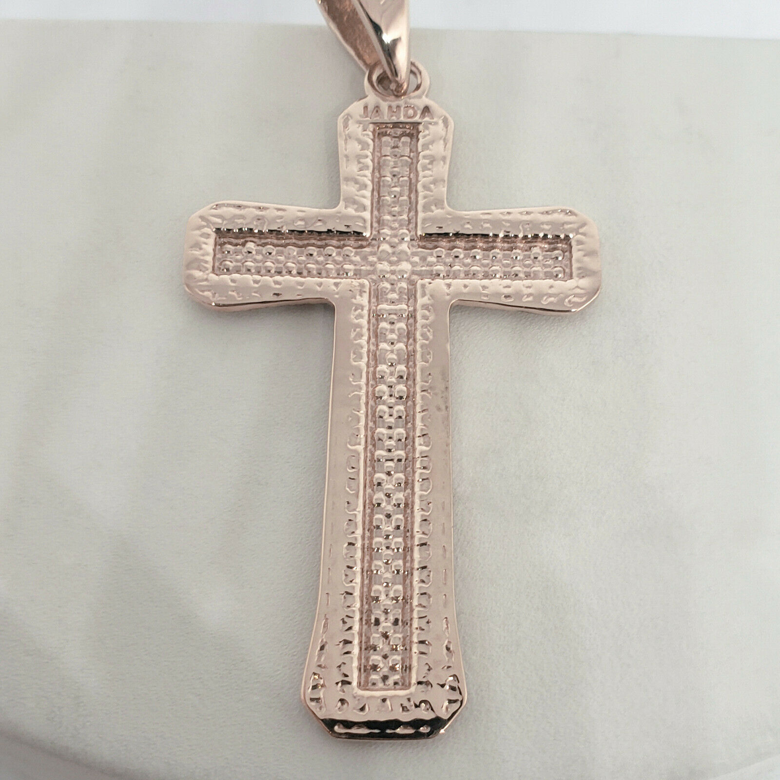 Solid 10K Rose Gold Cross Pendant Large 