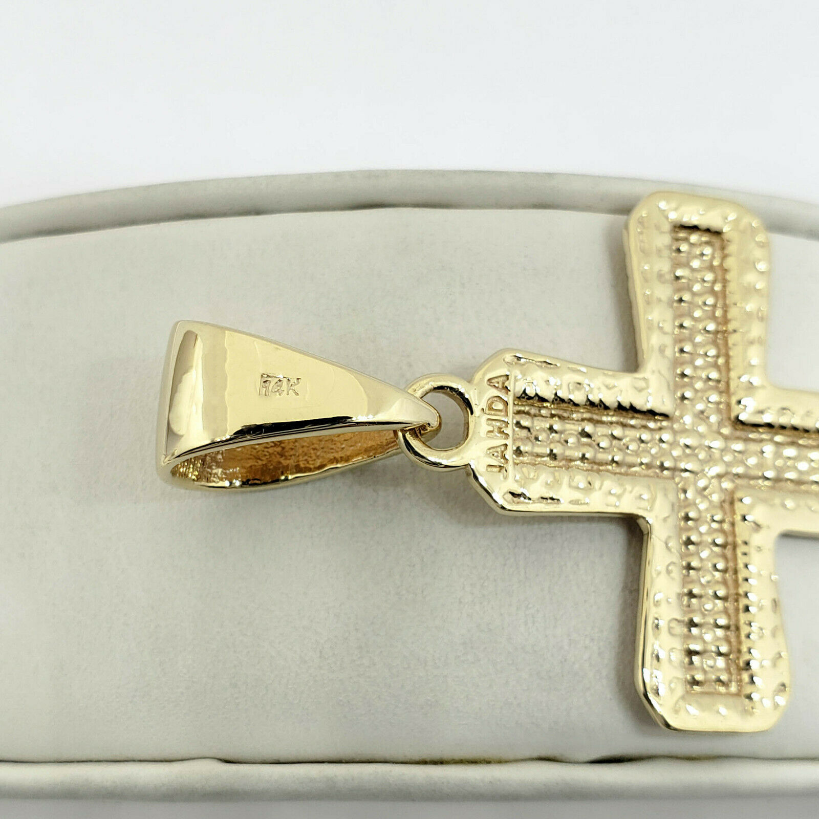 Solid 14K Yellow Gold Cross Pendant 