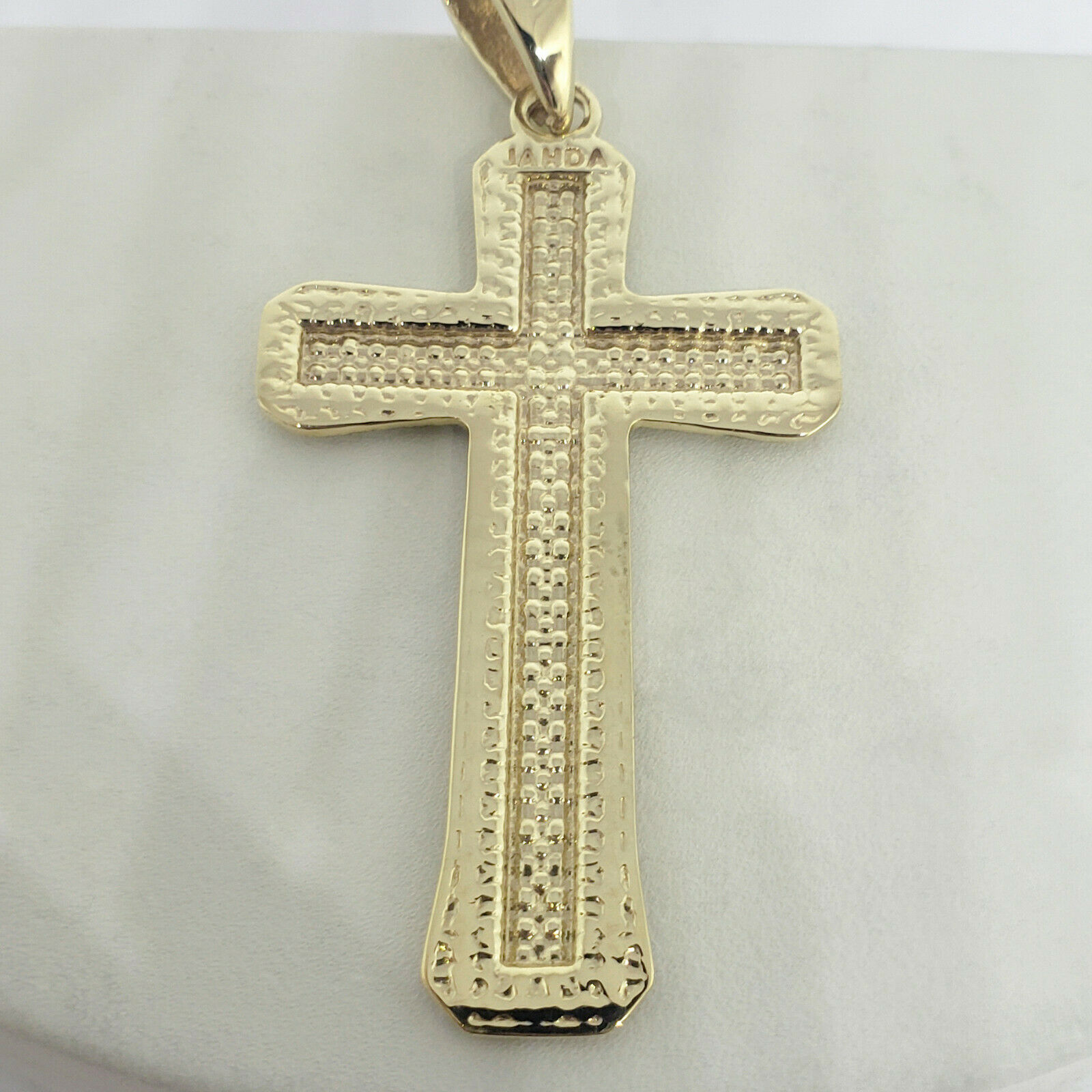 Details about   10K Solid Yellow Gold 2.25" Diamond Cut Ankh Nugget Cross Charm Pendant. 