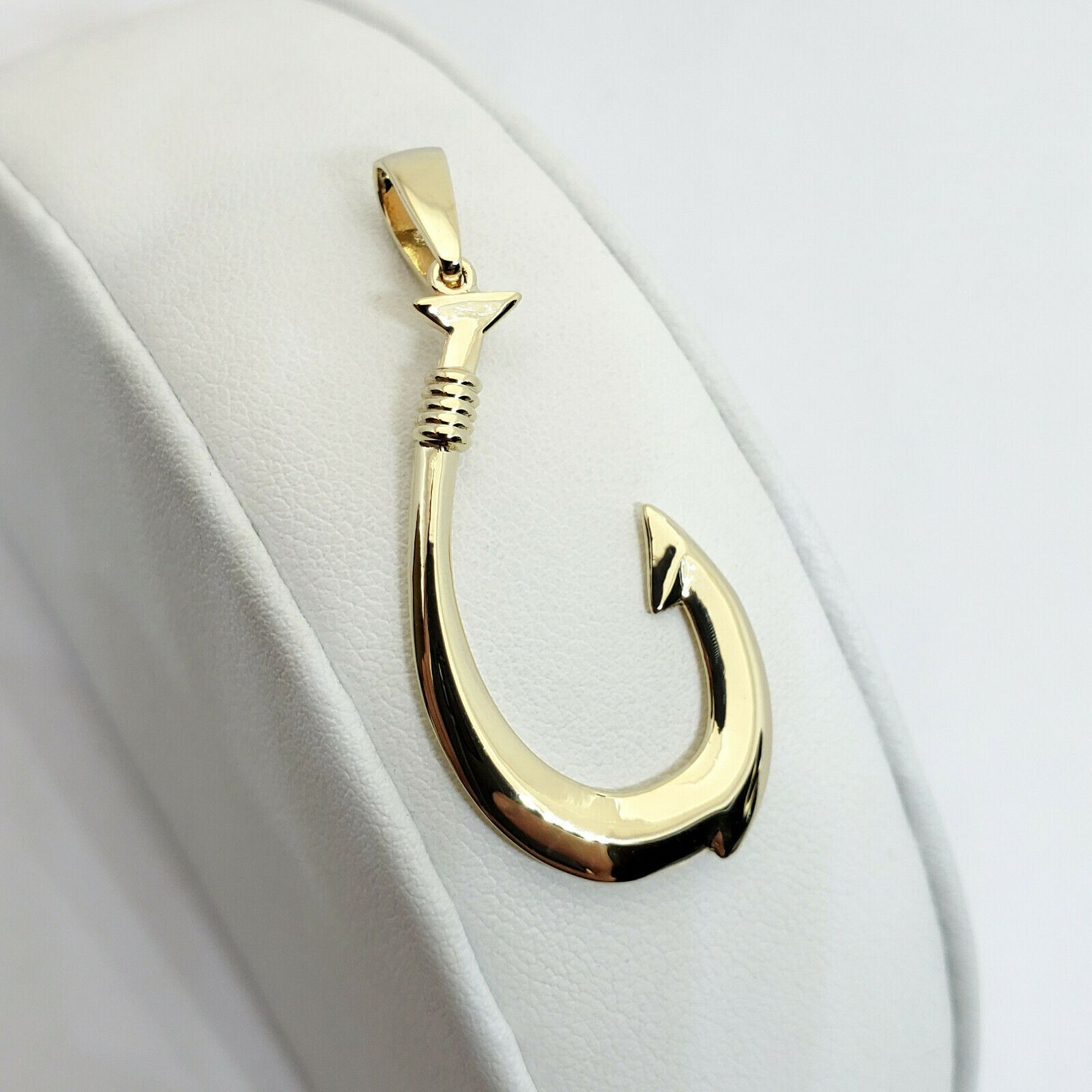 14K Gold Small Fish Hook Pendant