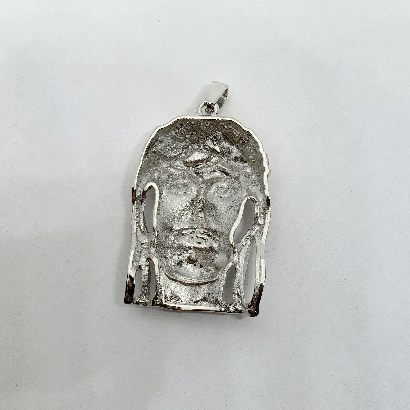 Solid 14K White Gold Heavy Jesus Piece 