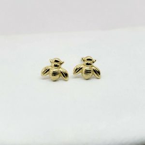 14k yellow gold honey bee earrings