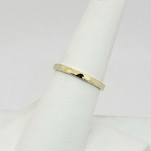 Solid 10K Yellow Gold Hammered Ring 2mm Sizes 1-12 Midi Faceted Stack Band 