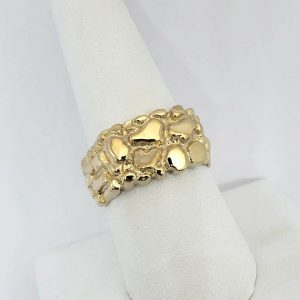 18k yellow gold classic mens nugget ring