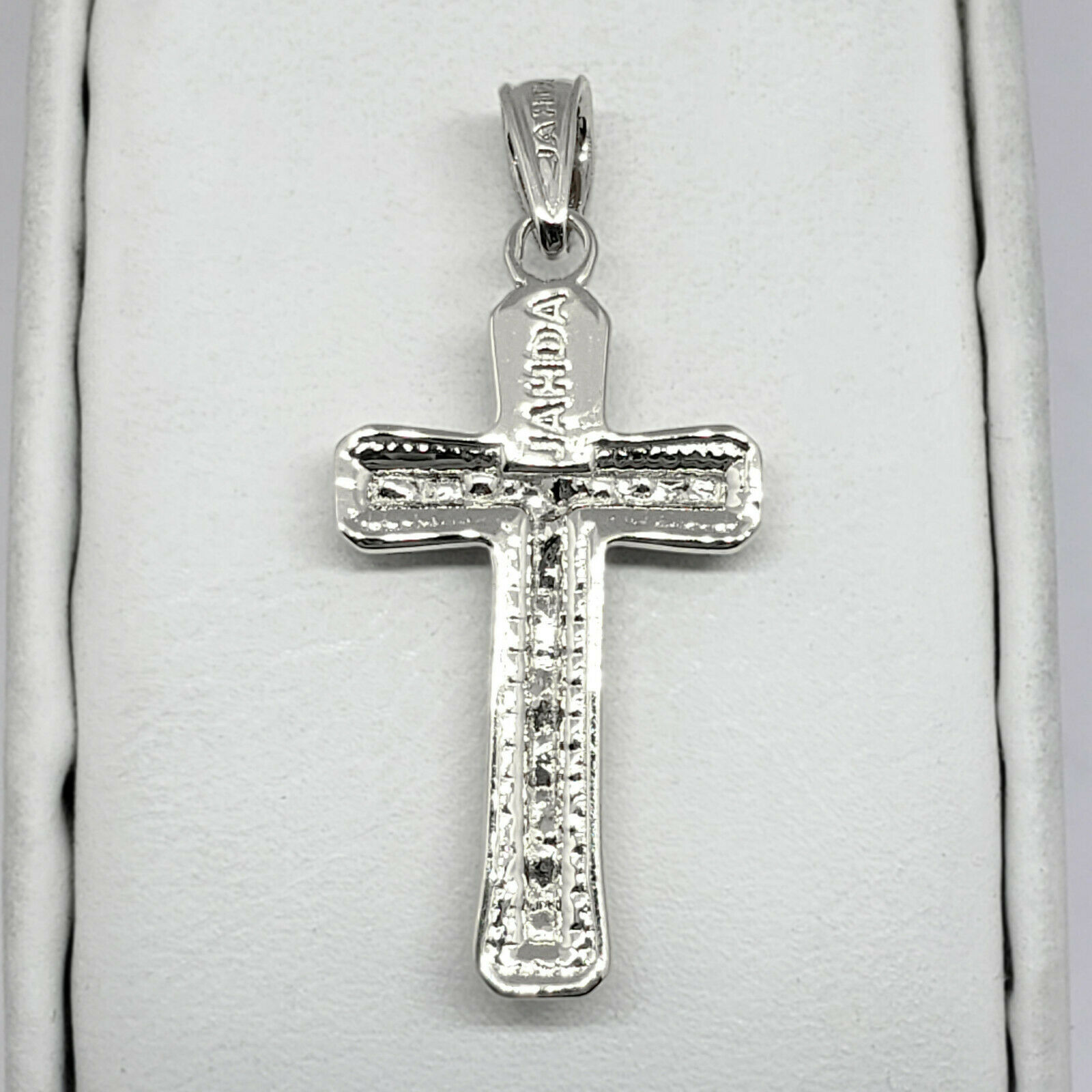 Solid 10K White Gold Mens Nugget Cross 