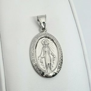 14k white gold miraculous medal virgin mary pendant 1 Catholic
