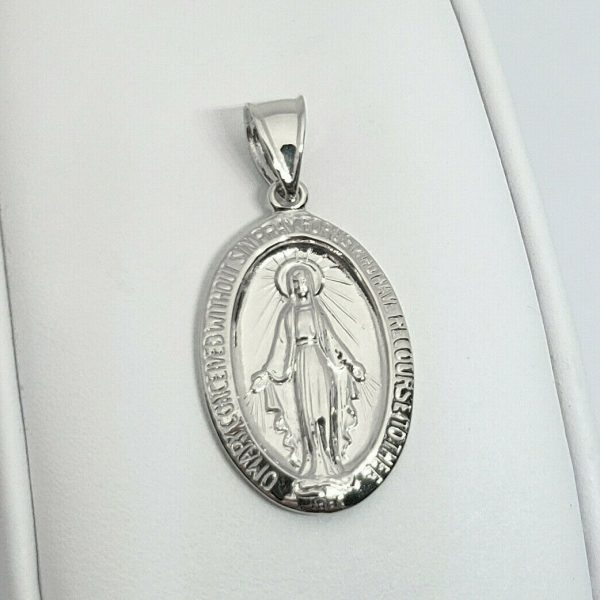 14K Gold Miraculous Medal Necklace, Miraculous Medal Rose Gold