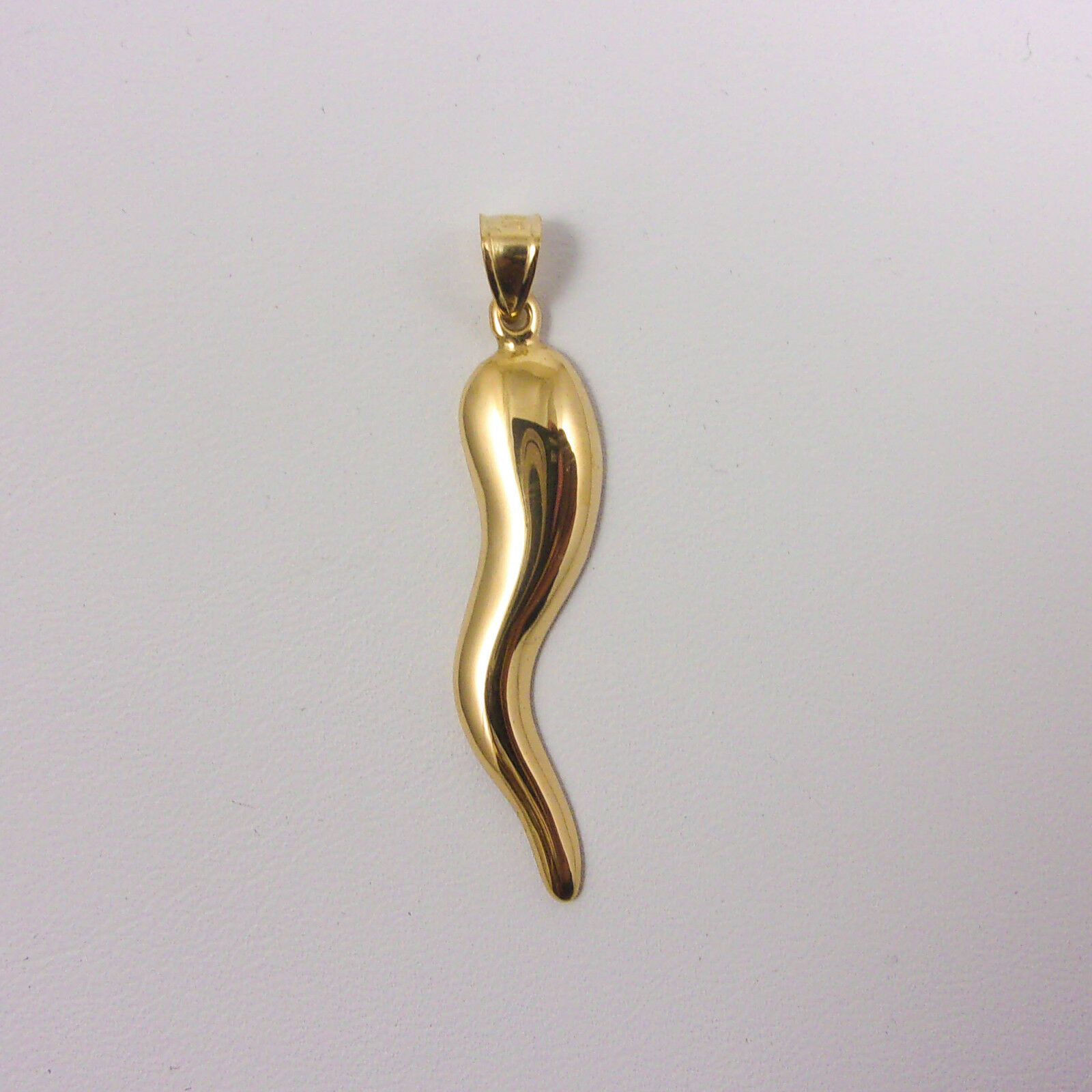 Solid 14K Yellow Gold Italian Horn Pendant Cornicello Pendant, 2.8 grams,  1.6