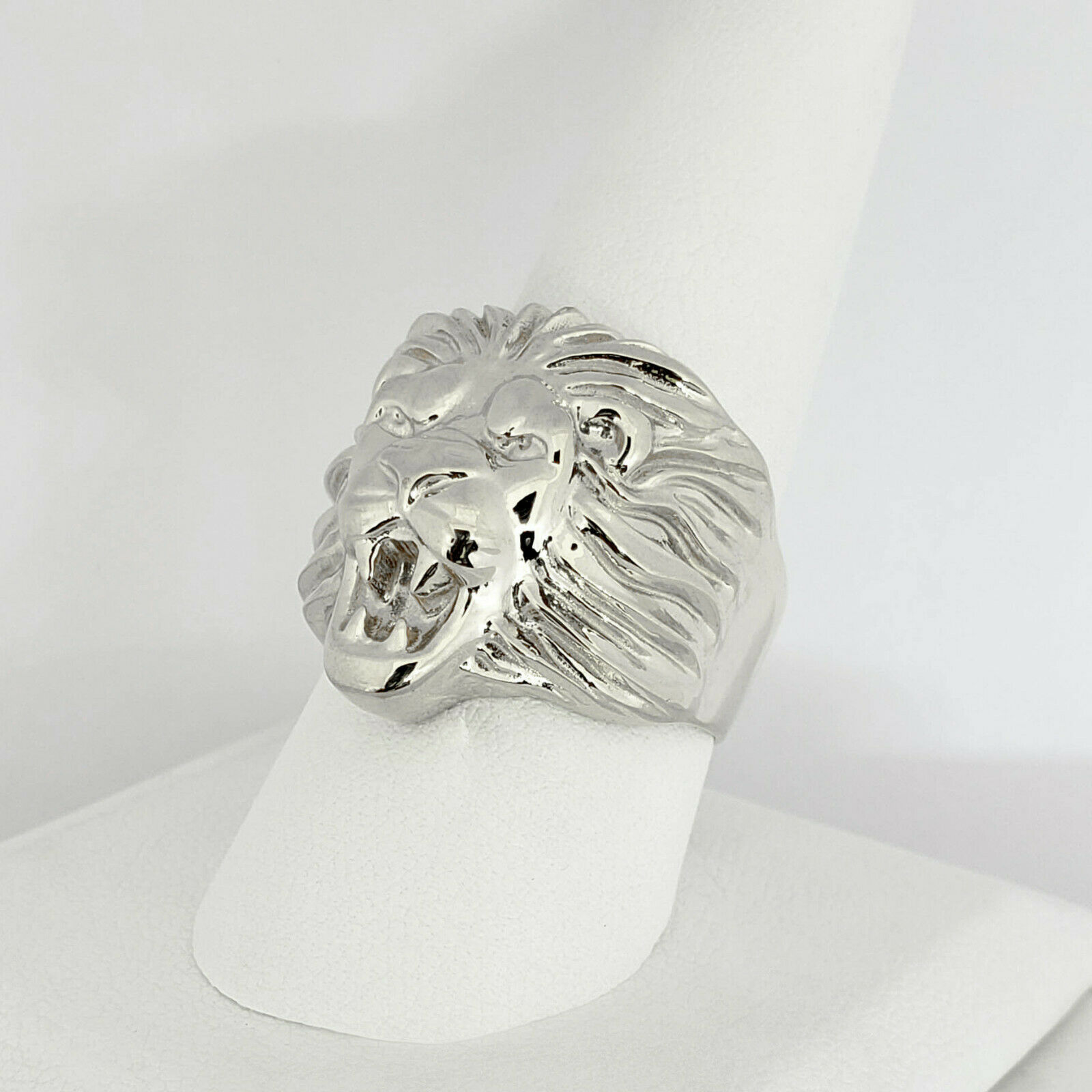 Solid 18K White Gold Mens Lion Ring XXL Heavy Size 5 - 15 - Jahda ...