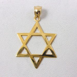 18k yellow gold star of david pendant medallion