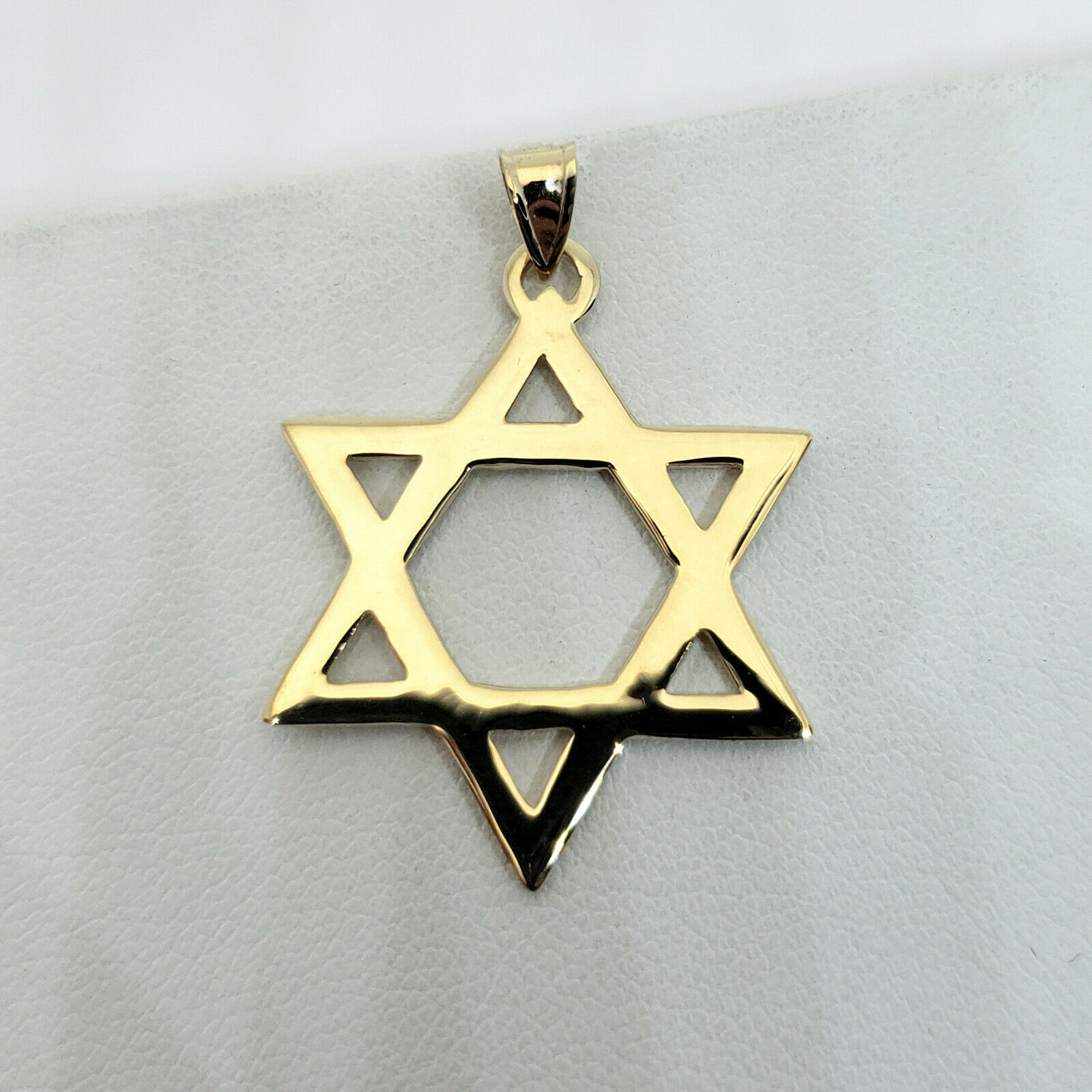 14 KT GOLD PLATED LARGE JEWISH STAR 1 INCH RELIGIOUS CHARM PENDANT-A77 
