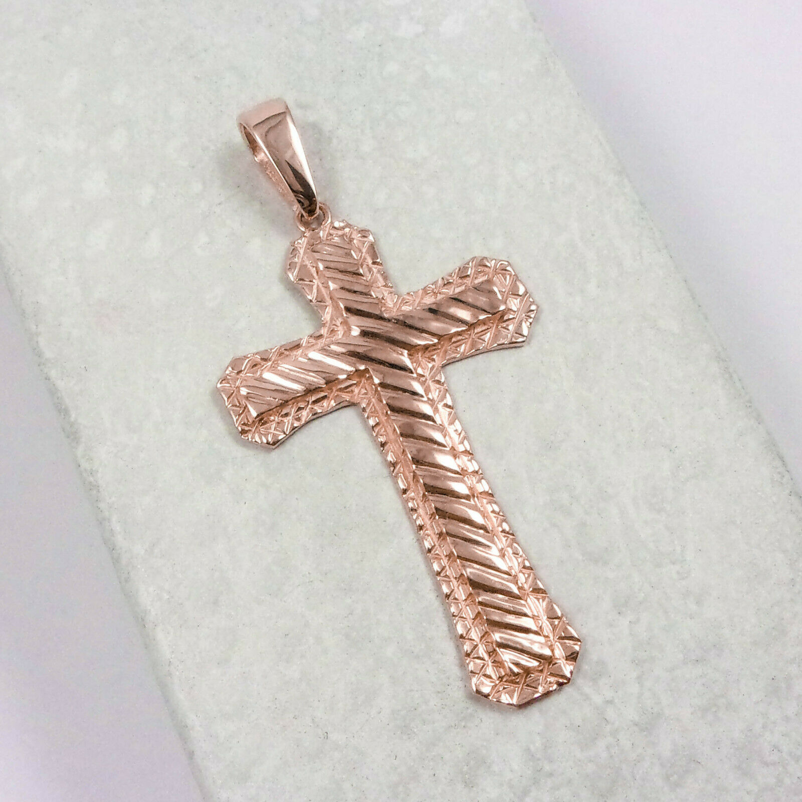 X10 18k Rose Gold Cross Frosted Stainless Steel Necklace Minimalist