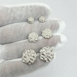 10k white gold round nugget earrings