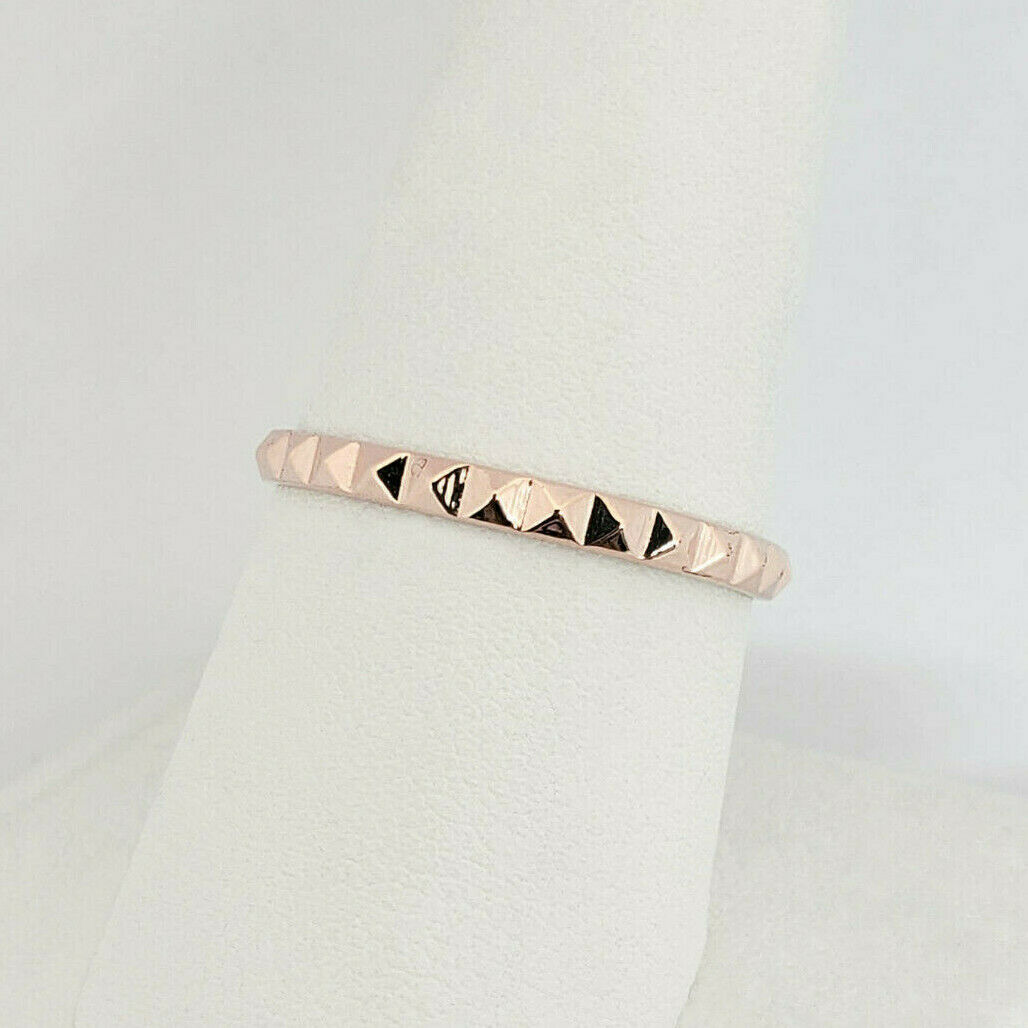 Details about   Solid 10K Women's Rose Gold Ring 2mm  Size 1-12 Midi Studded Stacking Ring