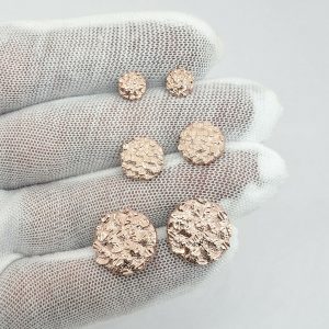 14k rose gold round nugget earrings