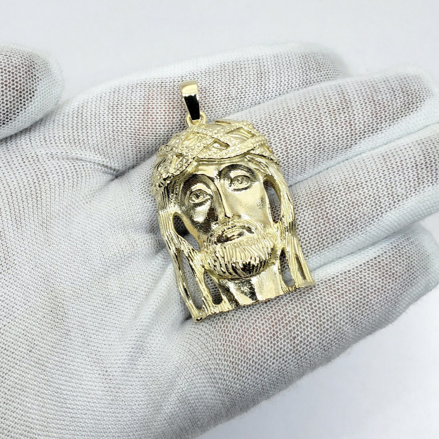 Solid 18K Yellow Gold Jesus Pendant Gold Jesus Piece 31mm, 12.2 grams