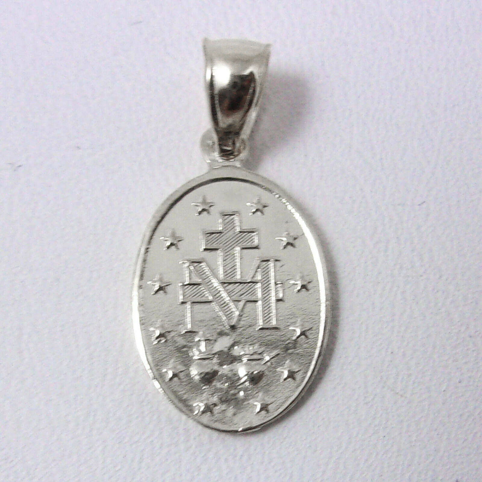 Solid 14K White Gold Miraculous Medal 