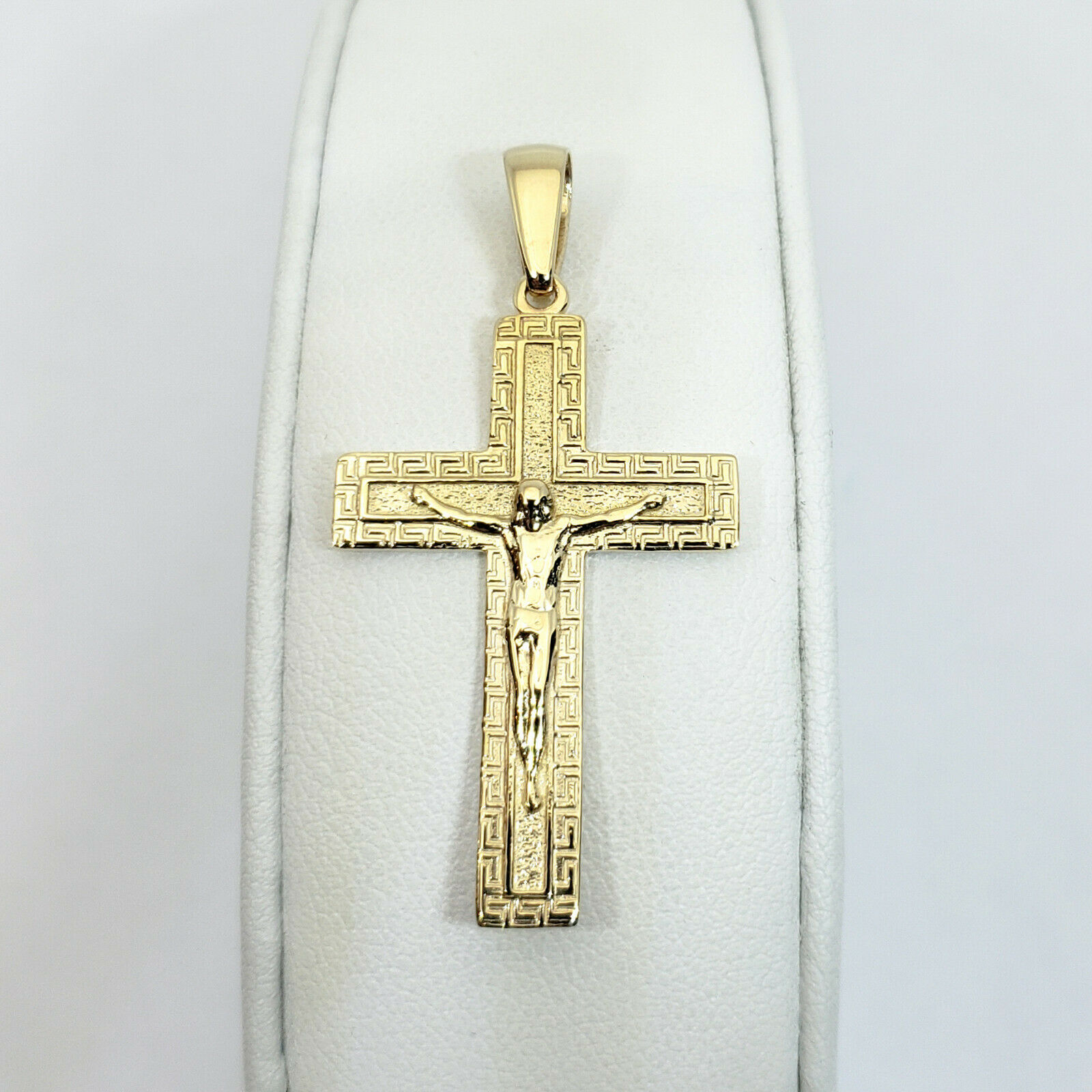 Solid 18K Yellow Gold Cross Pendant 