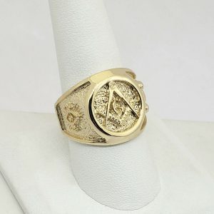 18k yellow gold freemason ring with double headed eagle