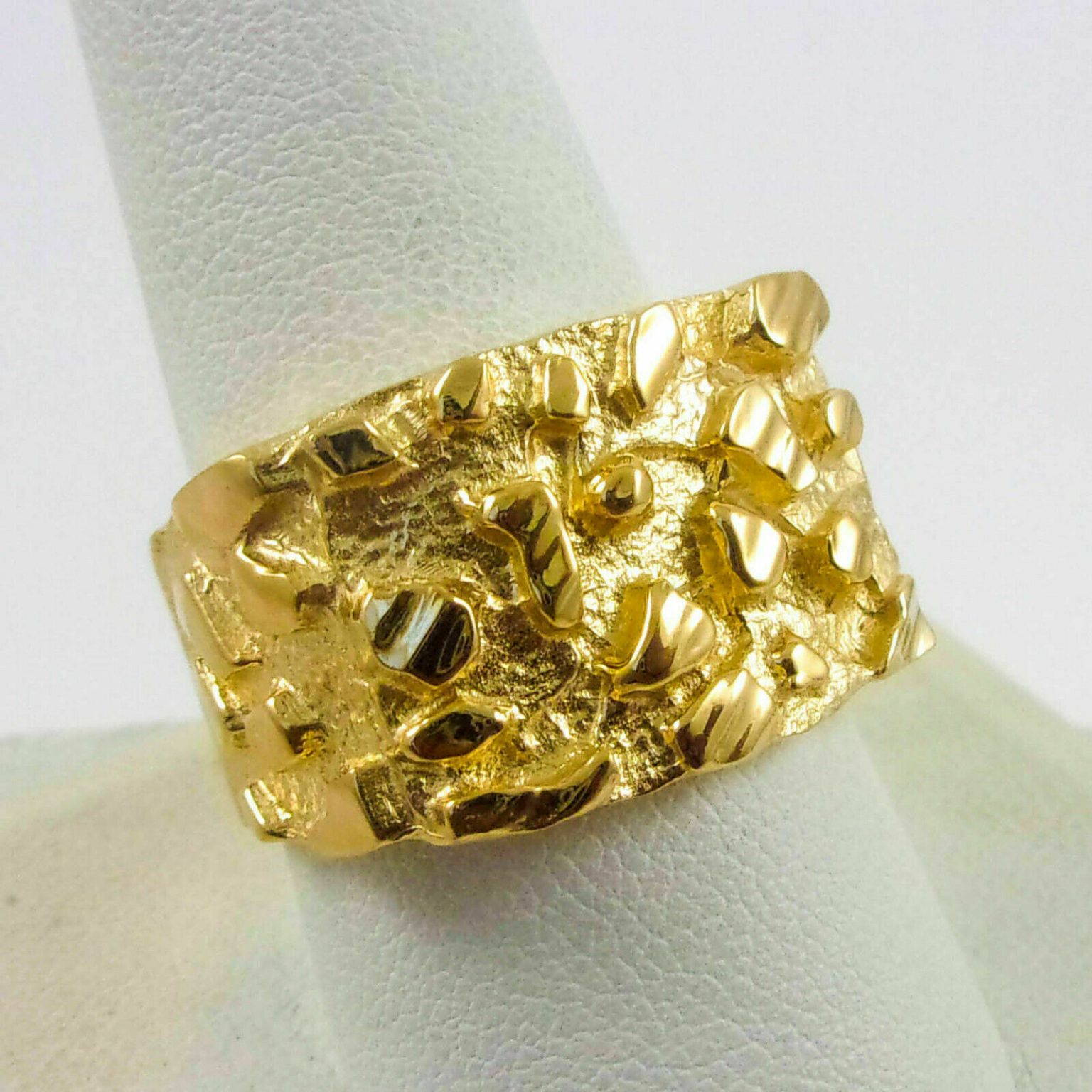 18k Solid Gold Nugget Ring USA | Rose Gold Diamond Cut Nugget Ring USA